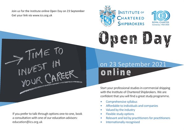 ICS OPEN DAY online 23 September 2021 flyer